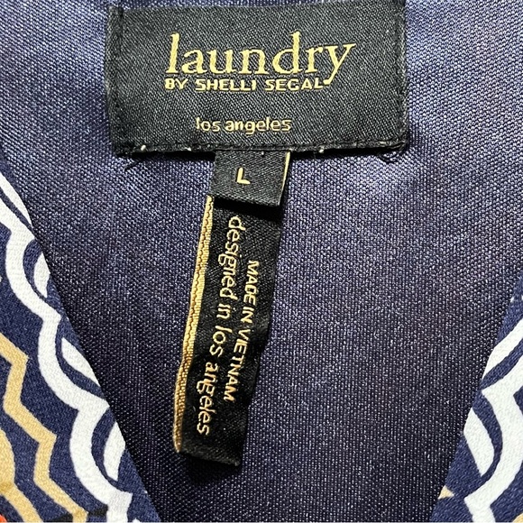 LAUNDRY by SHELLI SEGAL Aztec Shift Dress‎ Size L Mandarin Red Multi Liquid Knit - Picture 6 of 16